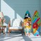 4 Pcs Summer Giant Surfboard Wall Decor Large Wooden Beach Surfboard Wall Hanging Sign Wood Surf Boards for Decorating Foldable Tropical Wall Decor for Bedroom Home Bar Party